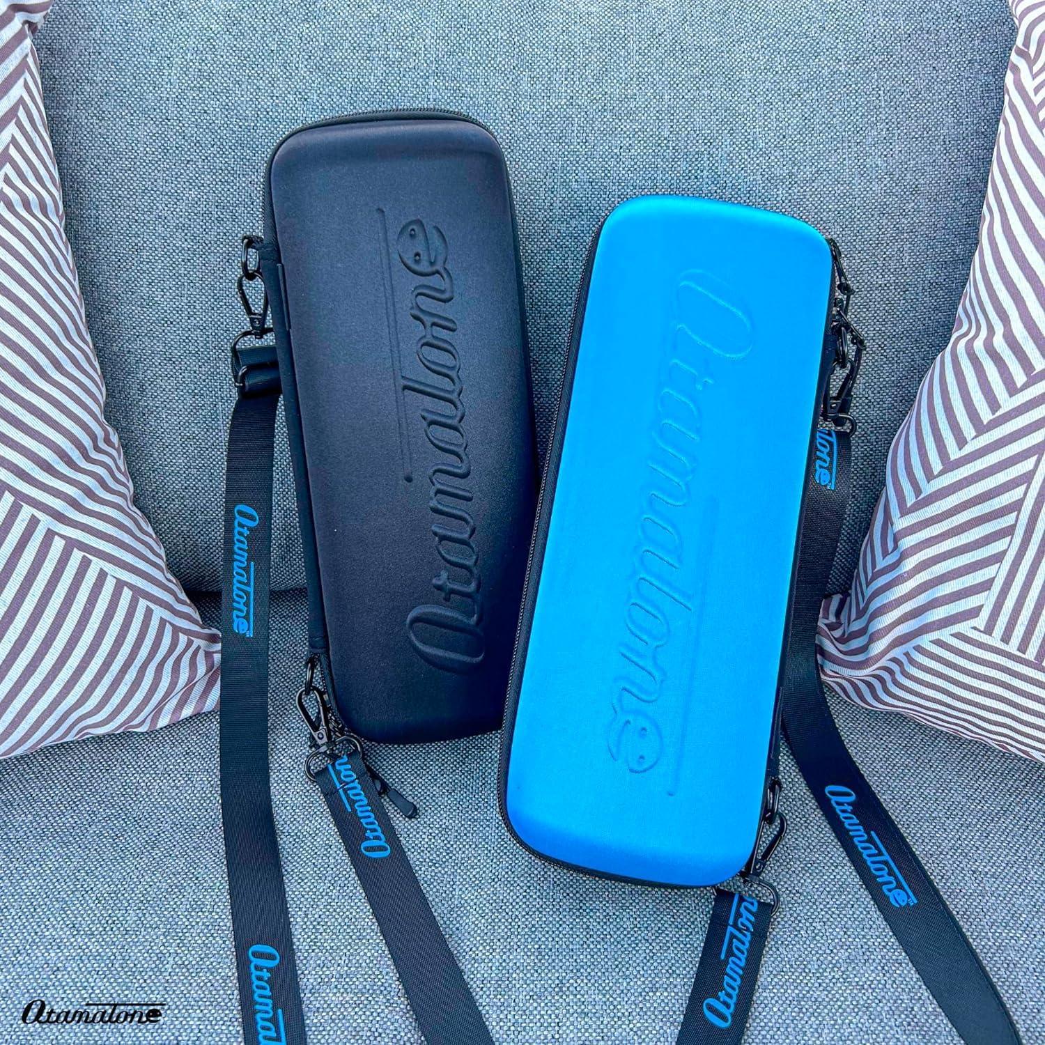 imageOtamatone Official Case for Otamatone Regular 107 inch Musical Instrument Toy Synthesizer Hard Shell Cover Smooth Fitted Protective Interior with Official Logo Strap Inner Zipper Pouch RedMatte Black