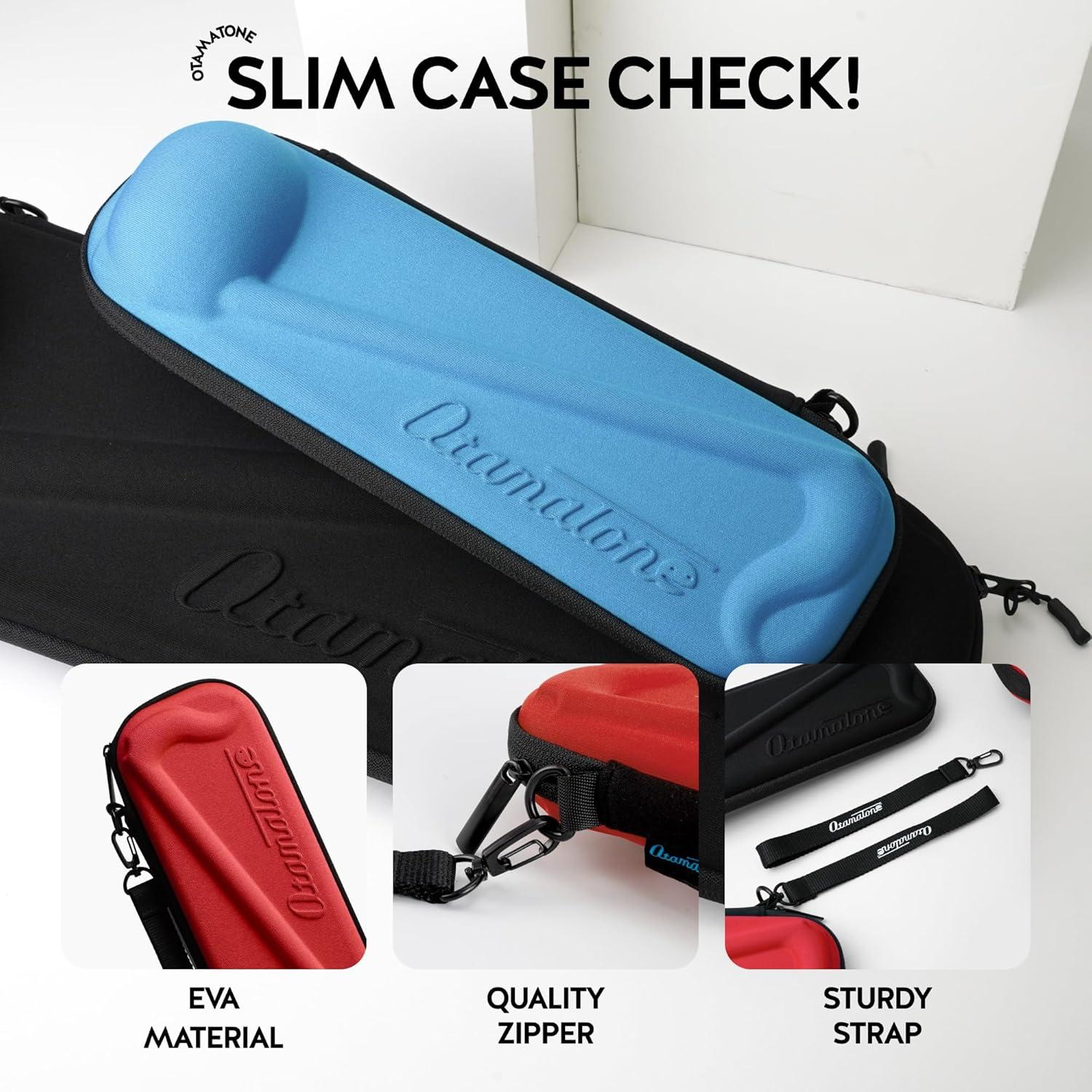 imageOtamatone Official Slim Case Regular 107 inch Musical Instrument Toy Synthesizer Hard Shell Cover Smooth Fitted Protective Interior with Official Logo Strap BlueRed