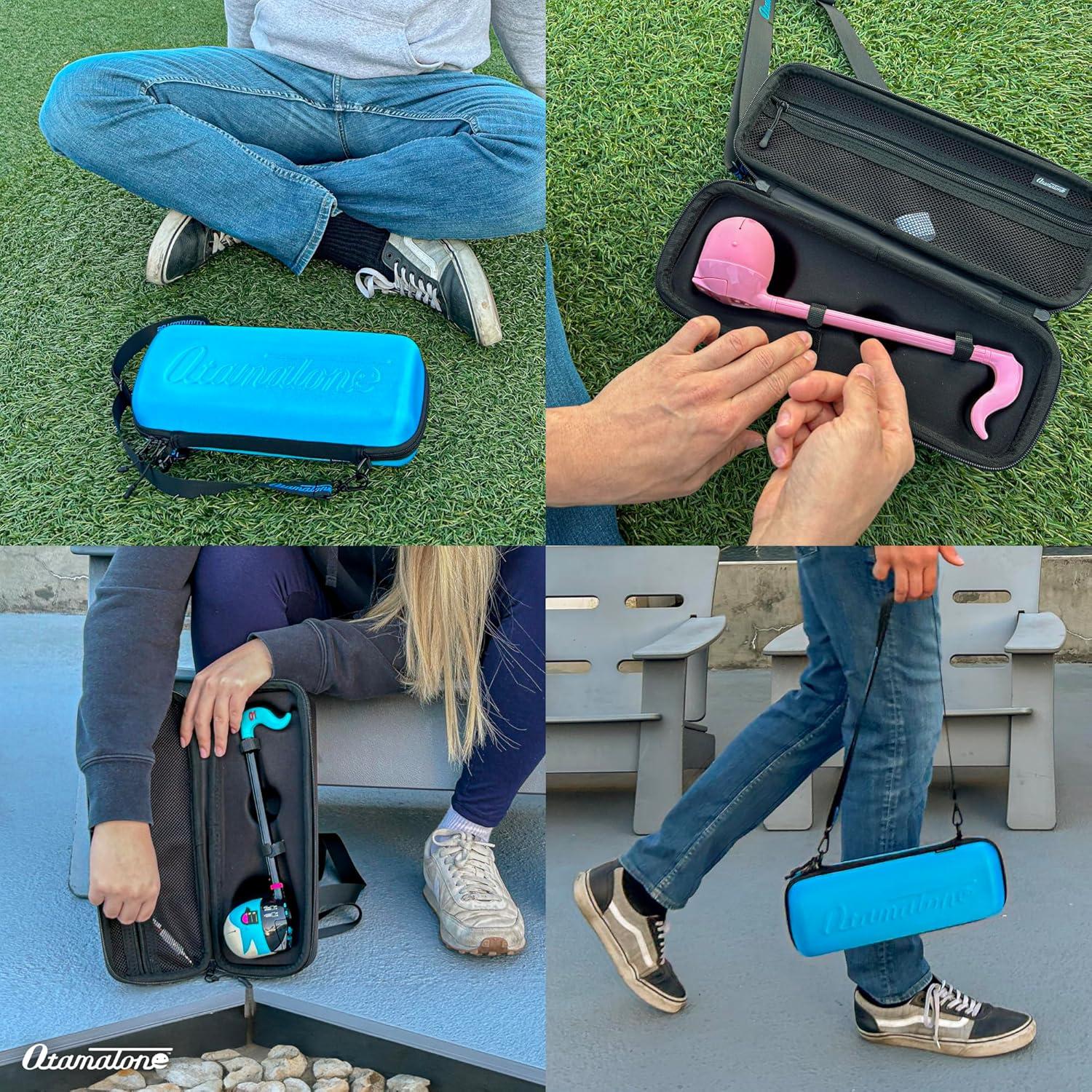 imageOtamatone Regular White and Blue Case Bundle Japanese Electronic Musical Instrument Portable Music Synthesizer by Maywa Denki Studio Award Winning Educational Fun Gift for Children Teens ampamp AdultsBlack Otamatone Blue Case