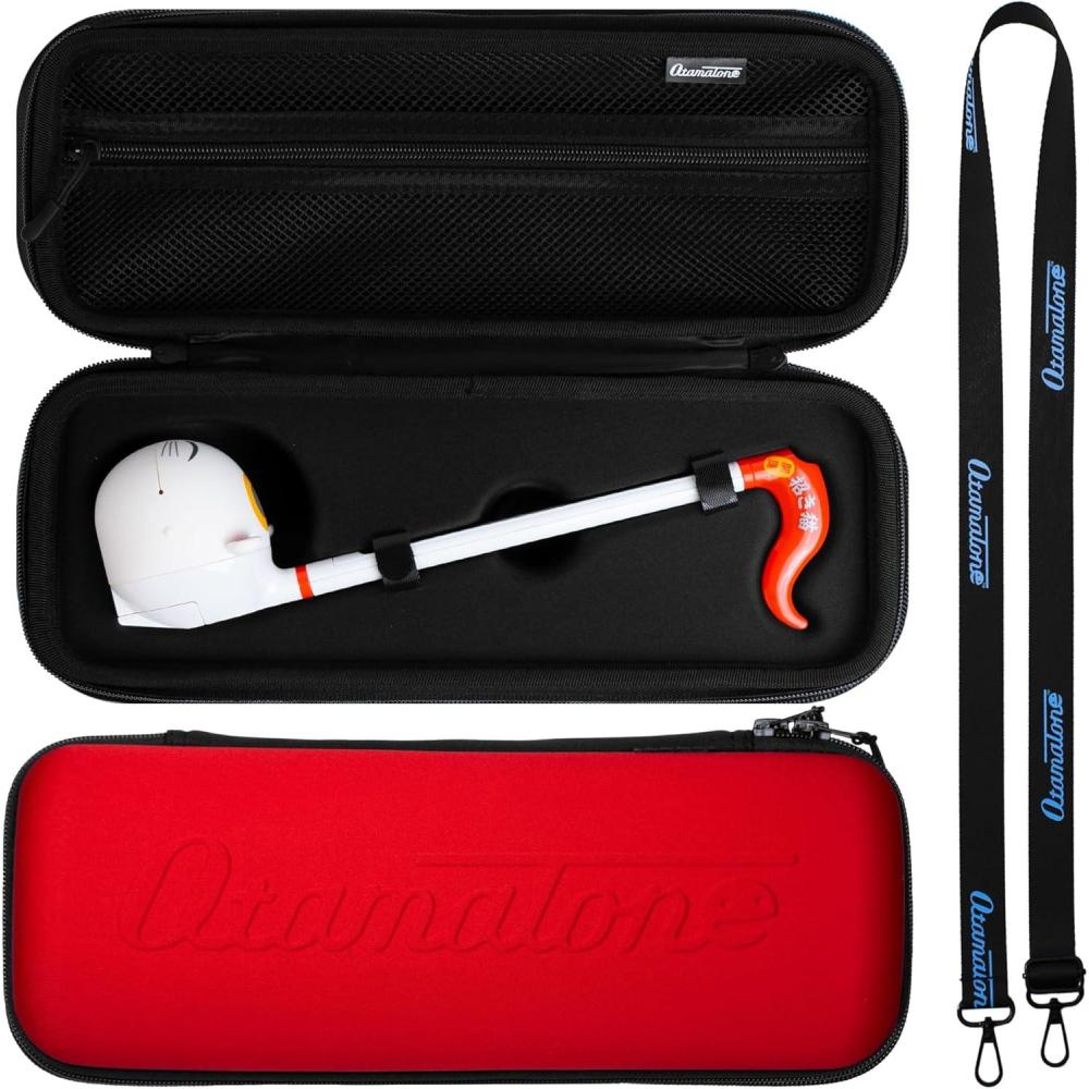 imageOtamatone Official Case for Otamatone Regular 107 inch Musical Instrument Toy Synthesizer Hard Shell Cover Smooth Fitted Protective Interior with Official Logo Strap Inner Zipper Pouch RedMatte Red