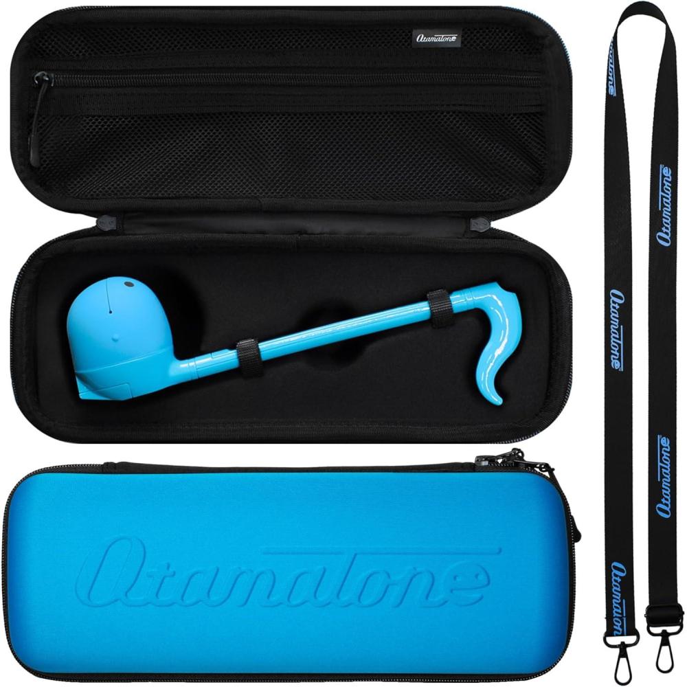 imageOtamatone Official Case for Otamatone Regular 107 inch Musical Instrument Toy Synthesizer Hard Shell Cover Smooth Fitted Protective Interior with Official Logo Strap Inner Zipper Pouch RedMatte Blue